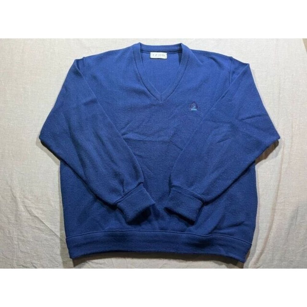 Izod Sweater Adult Extra Large Blue Long Sleeve Pullover Sweatshirt Mens.